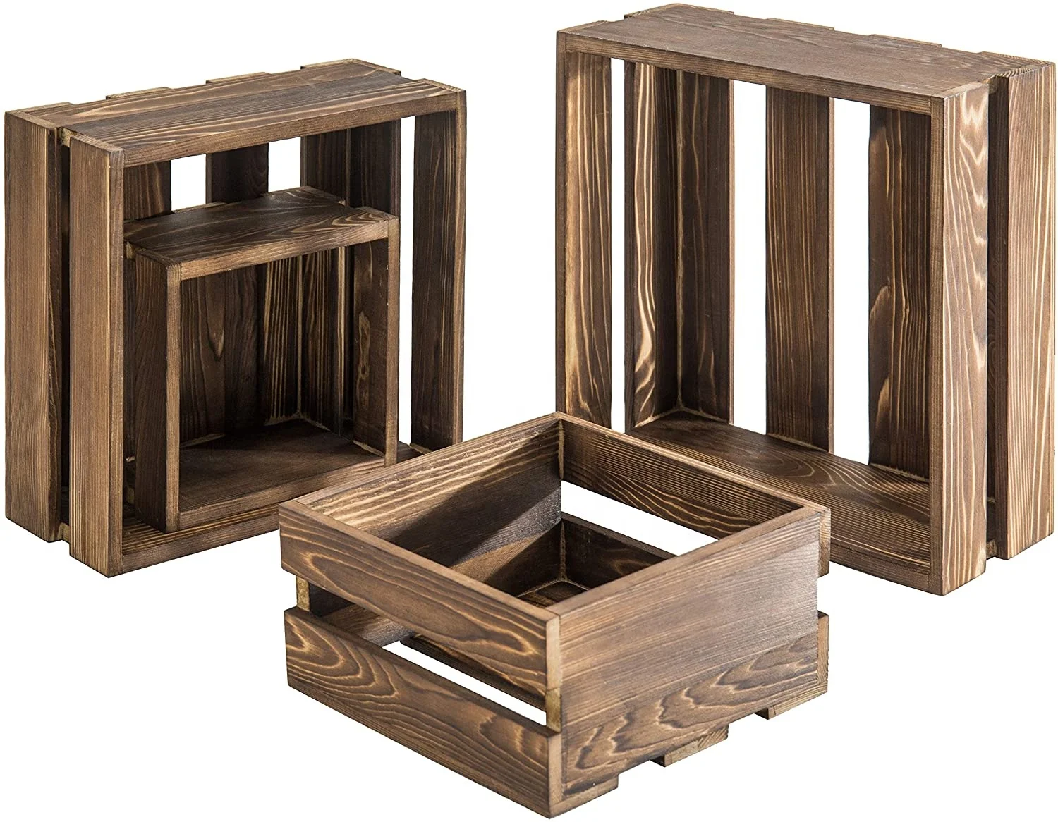 Rustic Brown Wood Cupcake Display Stand Crate Style Appetizer Plate Dessert Cake Stand Set of 4 Fruits & Vegetables Boxes