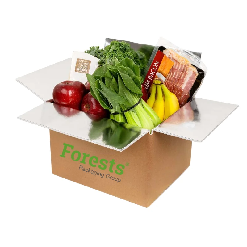 Custom food isothermal corrugated cardboard seafood meat packaging aluminum insulated carton frozen shipping boxes