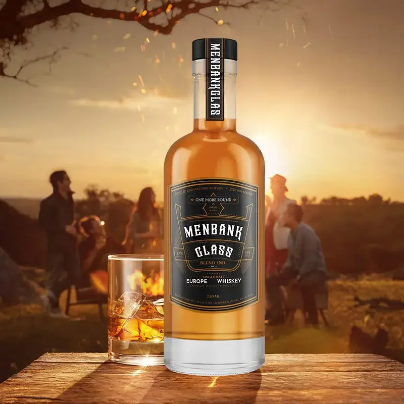 Round Vodka Glass Bottle Elegant Glass Bottle Vodka Liquor 350ml Thick Resistant Vodka With Cork