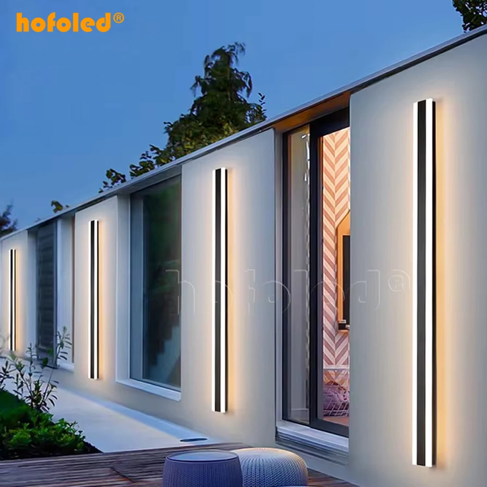 Hofoled Modern Waterproof Outside Long Strip Led Linear Wall Mound Lamp Outdoor Lights Led Wall Sconce Wall Light