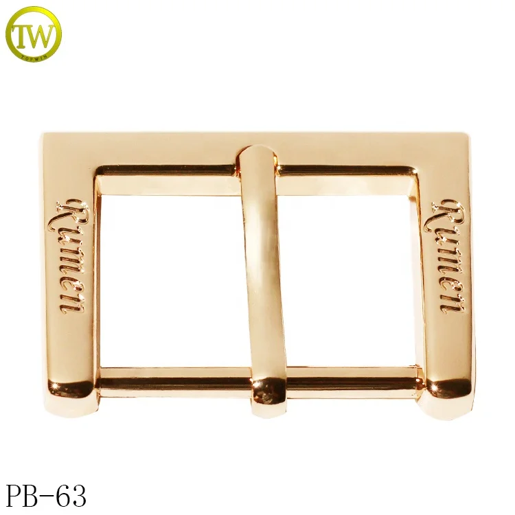 Zinc alloy customized designer metal pin buckle gold plated engraving letter metal adjustable plate buckle
