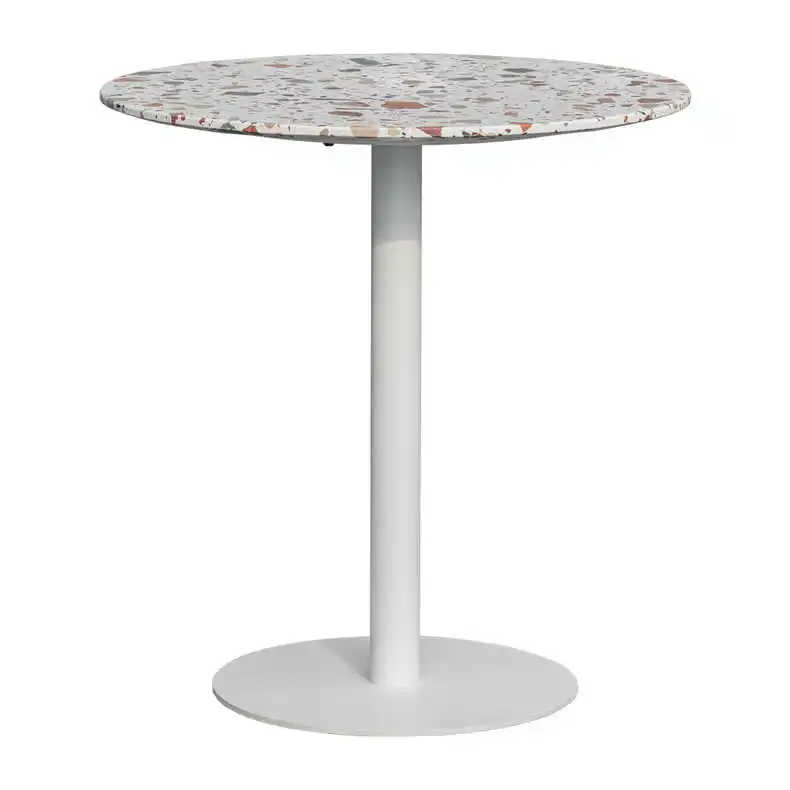 Modern  cafe restaurant terrazzo table waterproof cafe  round dining table with metal table frame design