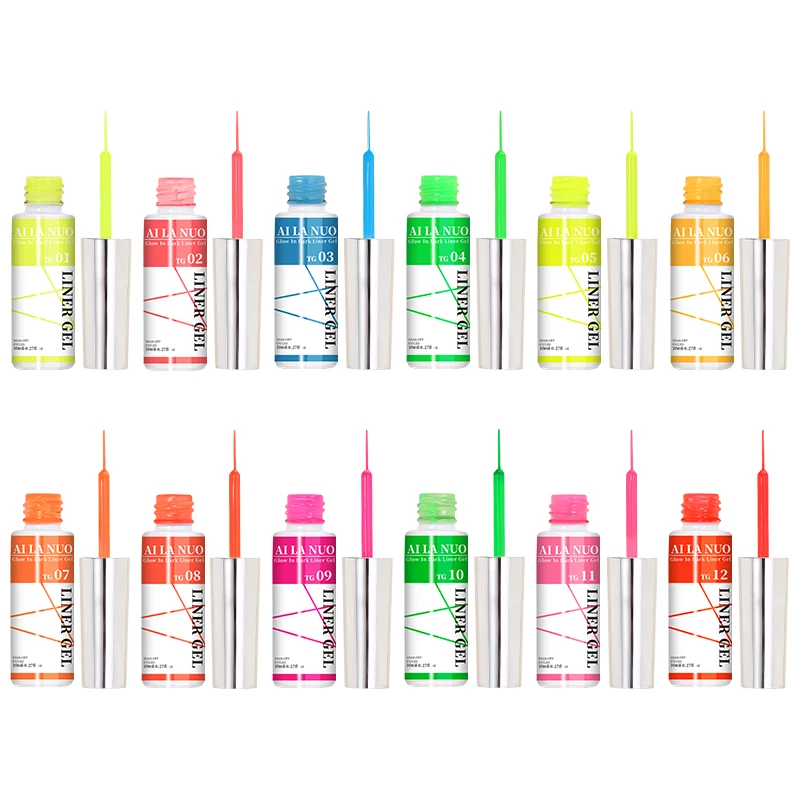 Оптовая продажа, светящийся гель для ногтей лучшего качества, разноцветный гель для дизайна ногтей