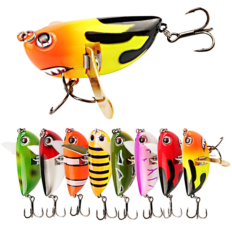 YH122 Bee-shaped Lures Carbon Steel Treble Hooks Bee Lure 6cm/12.5g Insect Bait Hard Bait Popper