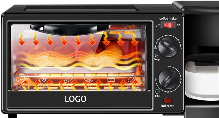 Factory Direct Supply Multi-function breakfast machine, With Coffee Maker Frying Pan Toaster Oven 3 in 1 Breakfast Machine