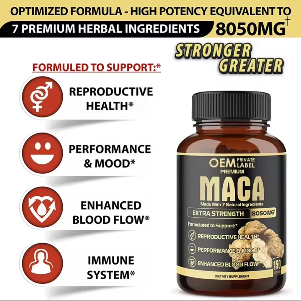 OEM private label male enhancement pills man power maca root capsule Organic Maca Root Tongkat Ali Tablets Ashwagandha capsules
