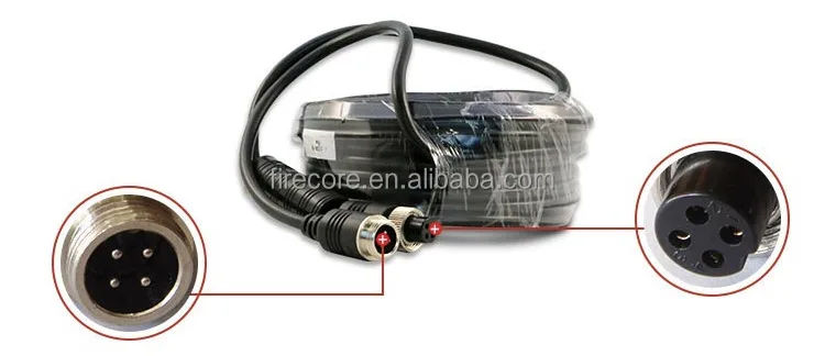 Rear View Parking Backup Camera 4pin M12 male to 8pin mini din female Digital LCD Monitor Mirror Wire/ Cable for Car