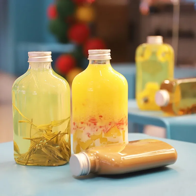 Hot selling pet bottle disposable drink milk tea cup seven points sweet juice cup cartoon cute bottle