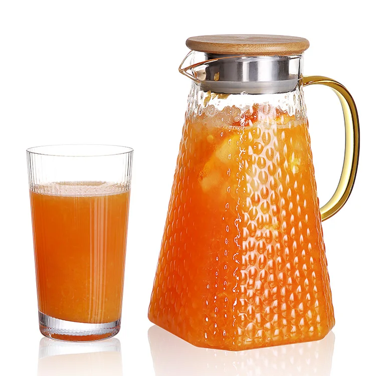 AIHPO3 Wholesale 2023 New Hot Cold Beverages 1.5L Heat Resistant Glass Pitcher Ice Tes Carafe Cold Water Jug with Lid