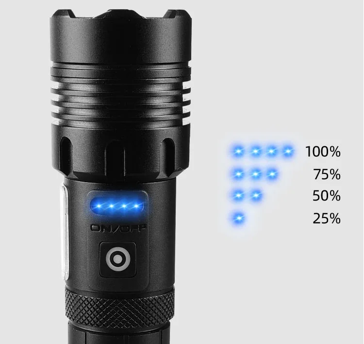 long range high power 5000 lumen multi function rechargeable P90 led hand searchlight hunting flashlight torch lamp