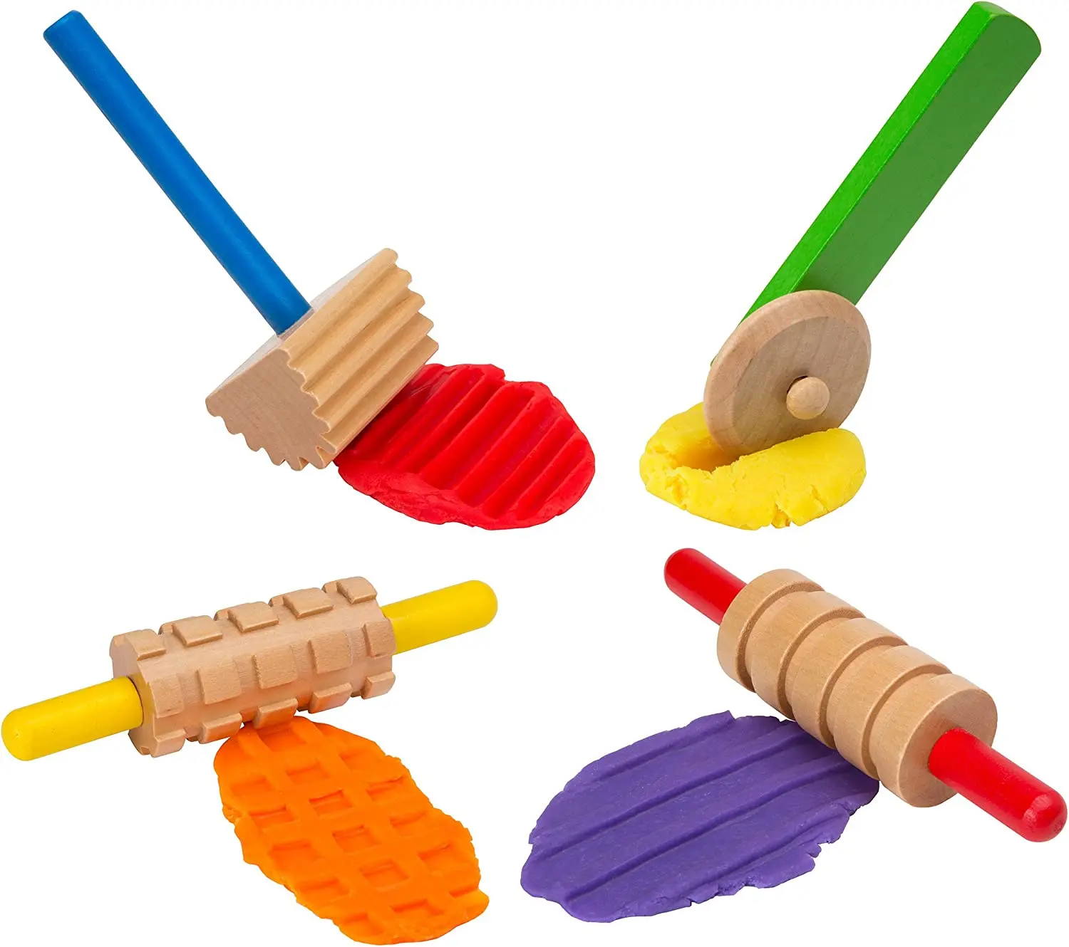 Montessori tools waldorf inspired toys 12 play dough wooden tools Wooden Clay and Dough Tools