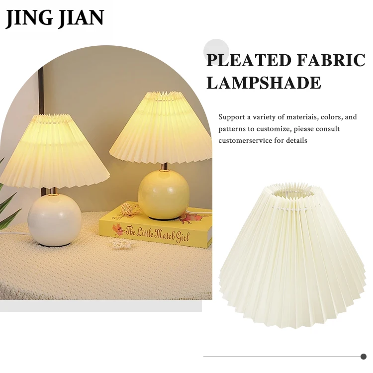 2025 New LED Beside Table Lamp Desk Lamp Modern Design with Reversible Paper Pleated Fabric Lampshade