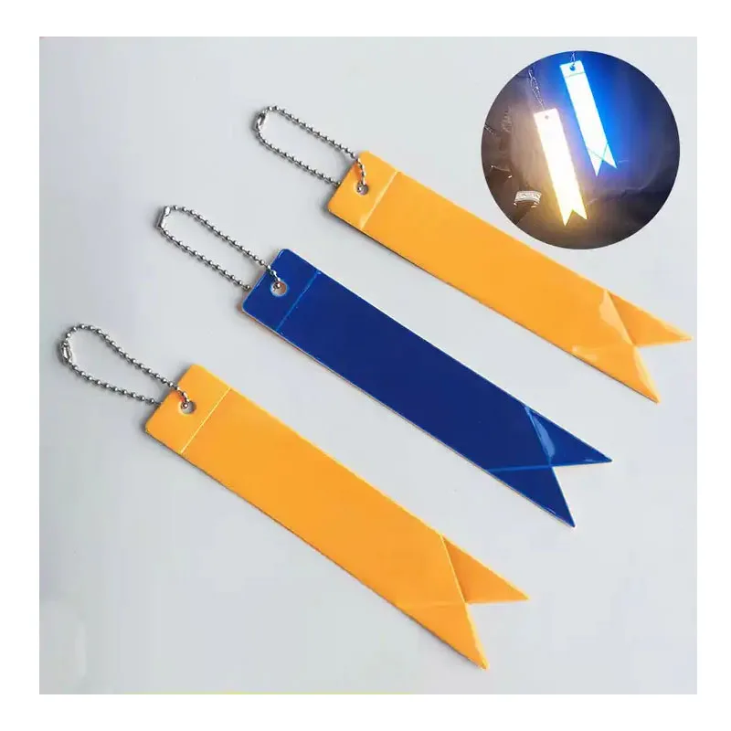 high visibility warning safety reflective strap key chain soft pvc reflector tag hang adorn pendant for backpack bag accessory
