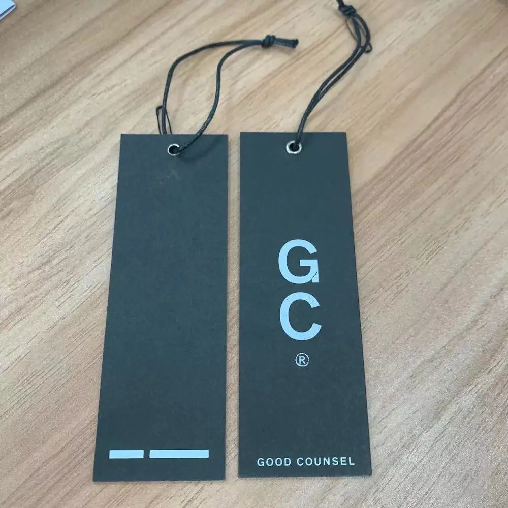 Printing black pricing hang tag with barcode custom design clothing hang tag labels for jeans recyclable