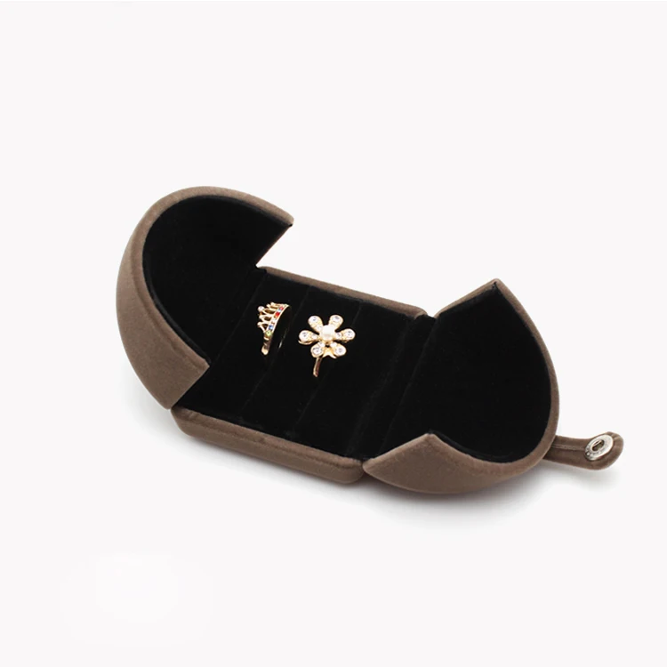 Factory wholesale brown velvet luxury  jewelry box