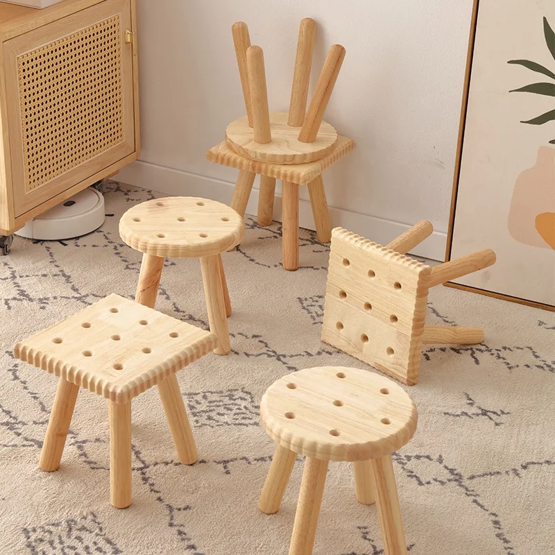 Living Room Furniture 100% Solid Wood Chairs Balconies Small Stools Kindergarten Student Chairs Outdoor Wooden Chairs