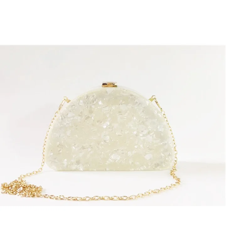 Wholesale fashion plain pearl white wedding bridal evening bag acrylic clutch purse handbag for women