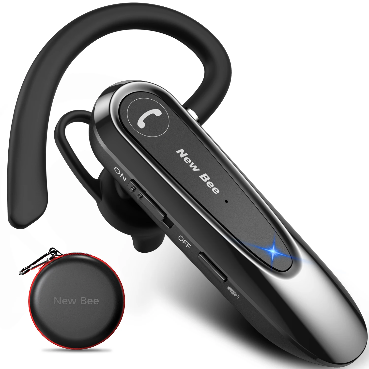 New Bee LC-B45 Handsfree Single Ear Earphone QCC Chipset Wireless Business Earphones for Driver Trucker