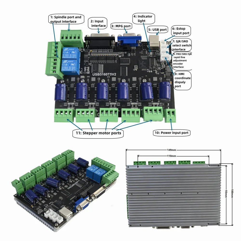 MACH3 USB Controller Board & Stepper Driver 2 In 1 Integrated Controller Kit 3/4/5/6Axis For CNC Milling Router 100W24VDC