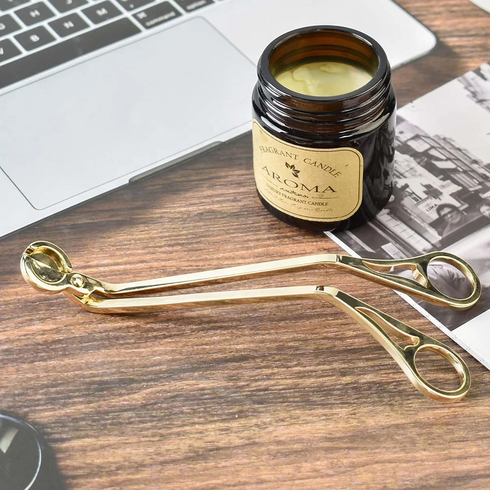 Free Custom Laser Logo Candle Scissors Stainless Steel Cutter Hollow Wood Cotton Wick Trimmer Candle Care Tool Accessories