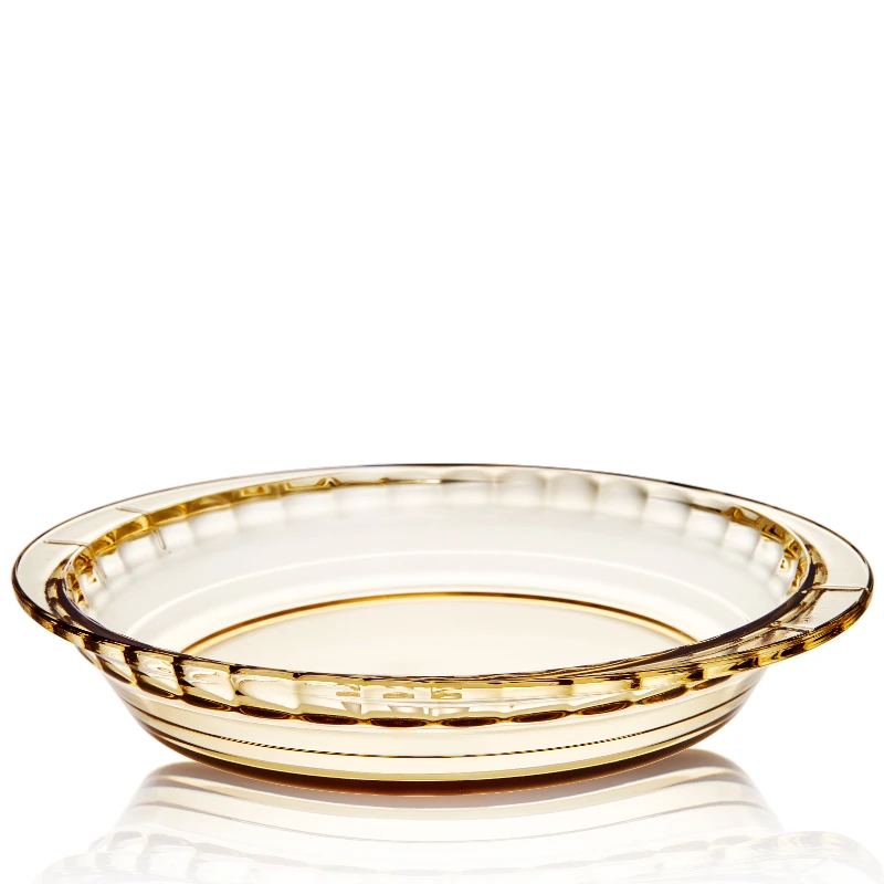 Linuo Amber Oven Microwave Safe Pyrex High Borosilicate Glass Baking Dish Tray Plate For Kitchen