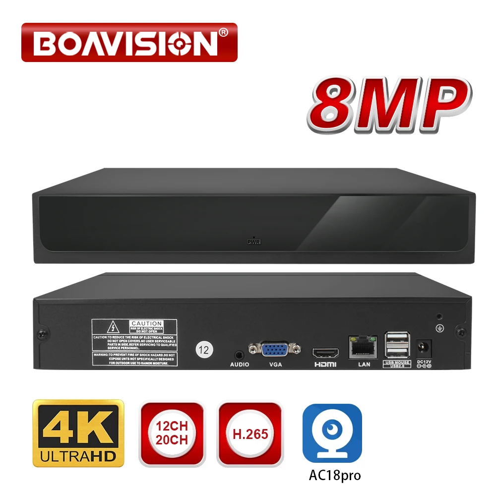 H.265 Max 4K 8MP Output CCTV Mini NVR HD 8CH 8MP /16CH 5MP /20CH 4MP/3MP/1080P/720P Video Recorder For IP Camera Security System