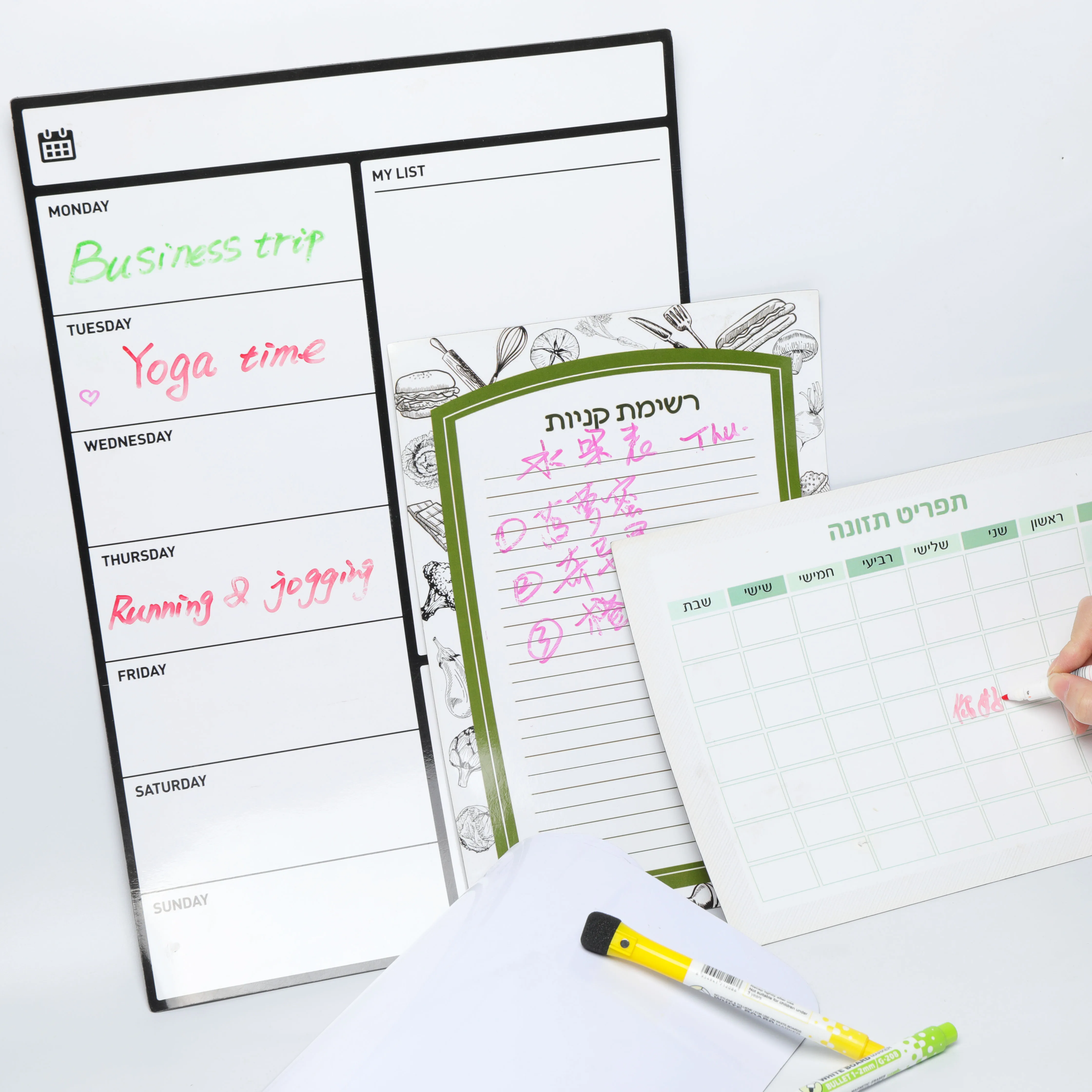 PET PVC yearly monthly weekly acrylic fridge calendar magnetic dry erase calendar for fridge