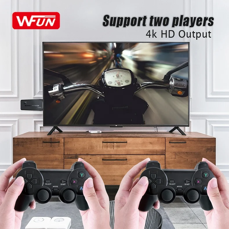 Support 4 players HD 4K Game Stick Console 64GB 10000+ M8 Video Game Consola with Four 2.4G Wireless Controllers