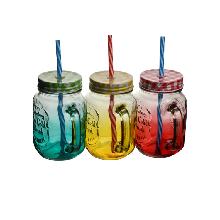 Food Grade promotional Square gradient color With lid And straw 500 ml 17 oz Cute Mugs with Color customization