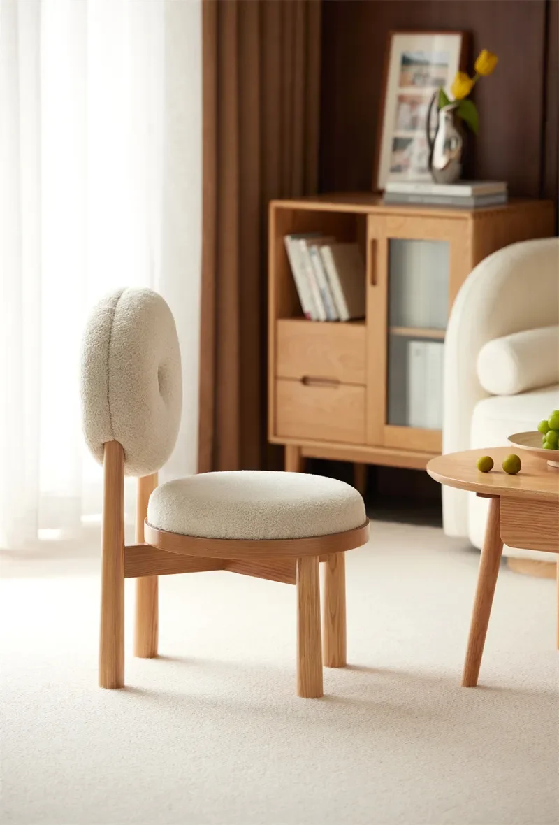 Atunus hot selling donut shaped rubber wood frame sofa cushion dining chairs accent chair boucle chair for dining room
