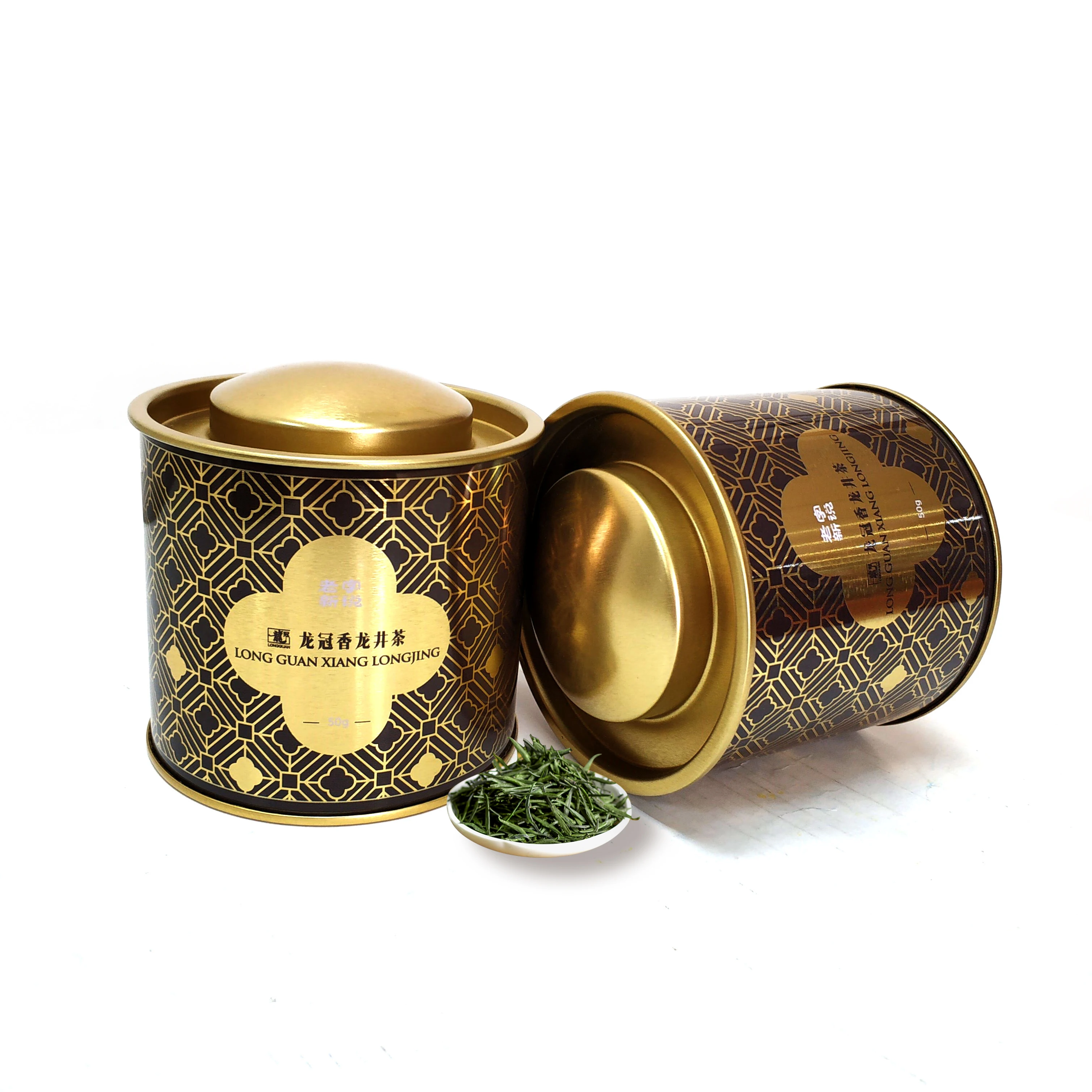 Custom Printing Stackable Tinplate Cookie Tin Cans Round Shape Metal Can For Tea