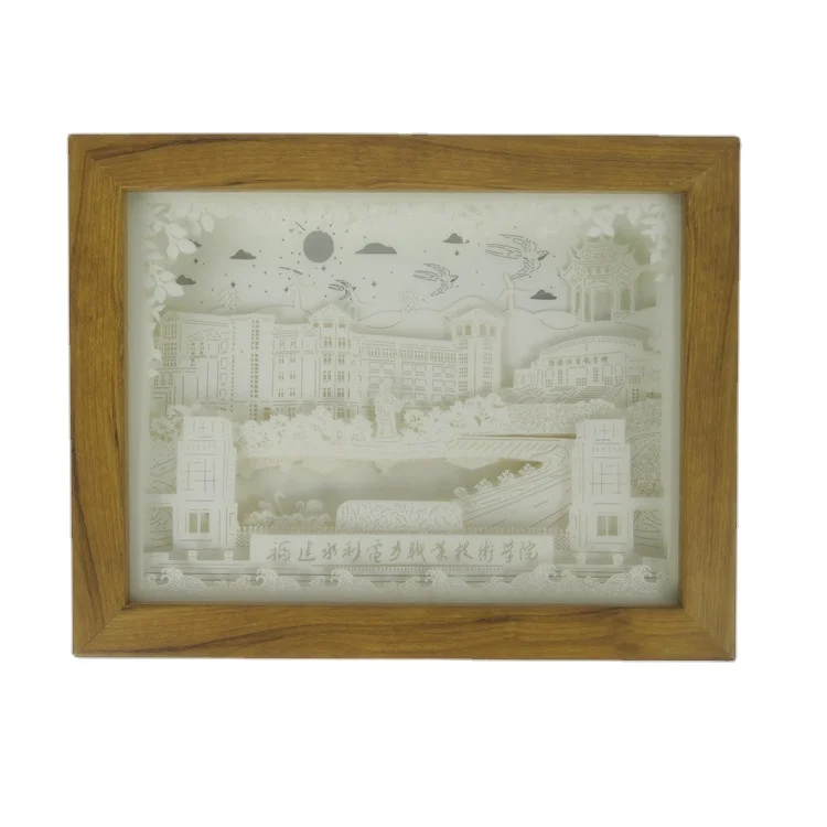 3D Художественная бумага лазерная резка светодиодный ночник Тень Коробка фоторамка