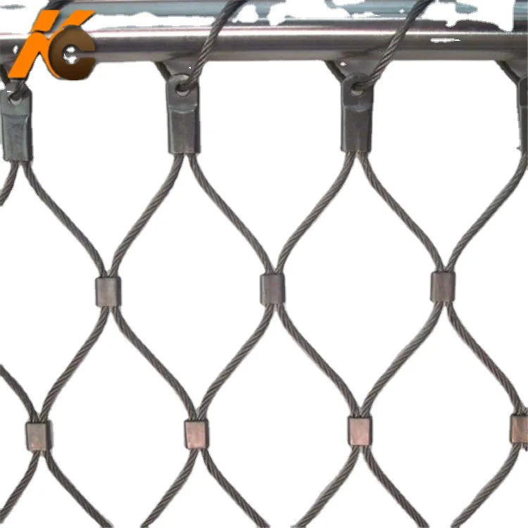 Kangchen  304 316L Architectural Rope Ferrule Type Flexible Stainless Steel Wire Rope Cable Mesh