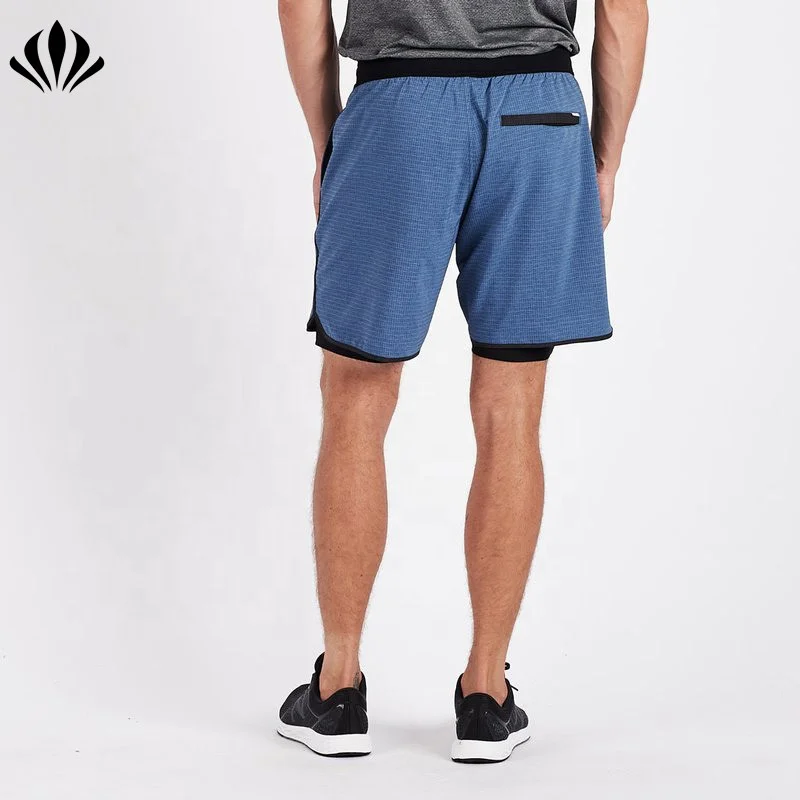 Wholesale mens casual sports wear mens  double layer training yoga running stockton camo shorts