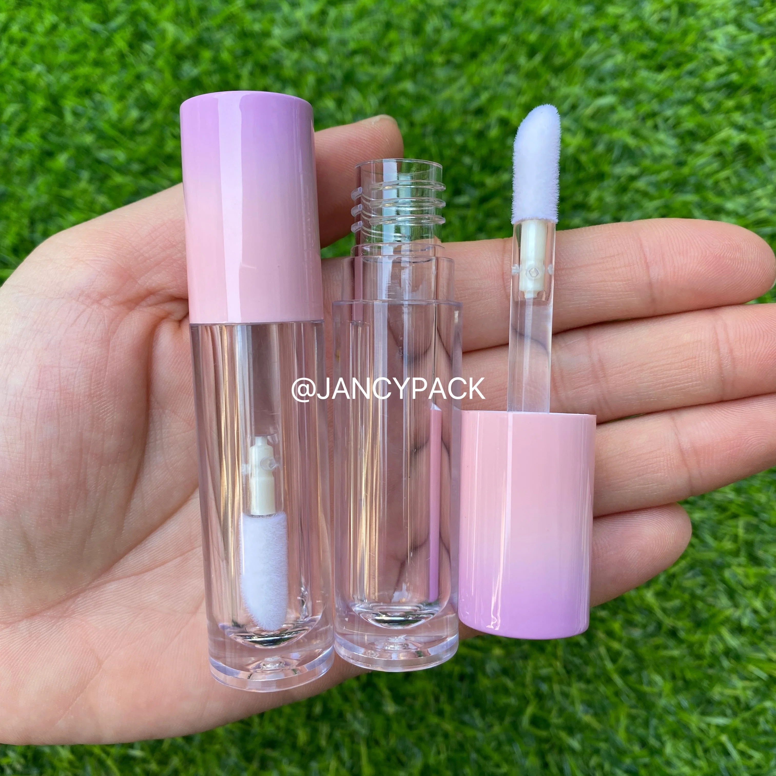 JANCY PACK 5ml wholesale empty gradient pink clear empty lipgloss tubes thick bottle big wand lip gloss container packaging