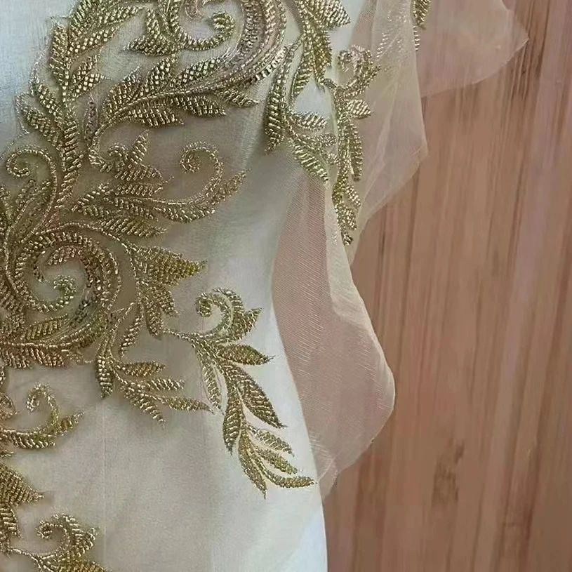 Beads Organza Sustainable Beaded Lace Fabric Rustic Lace Fabric Decorative Lace