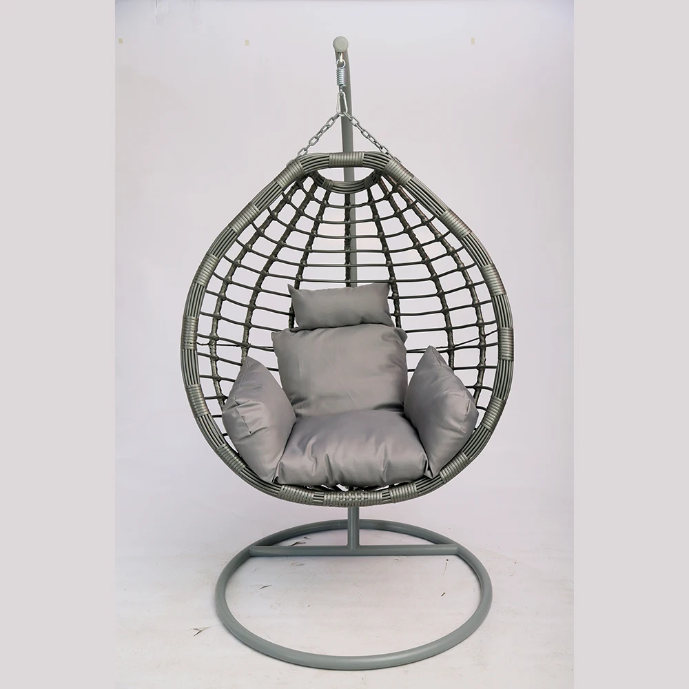 Hot Selling Design Style Modern  Outdoor Furniture Balcony Rattan Egg Pod Hanging Cushion Chair Patio Swing Egg Chair With Stand