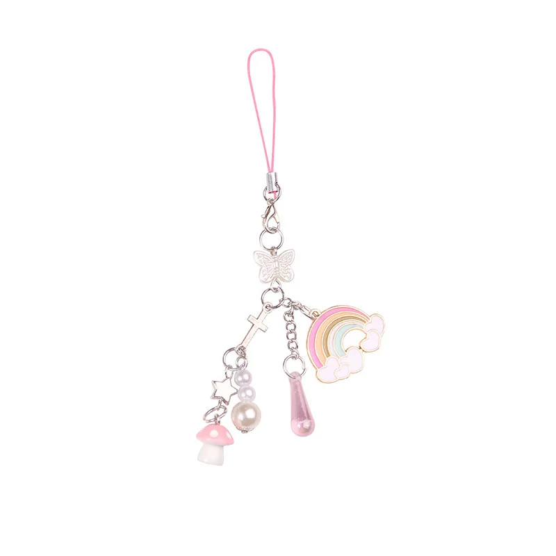Lilangda Y2K Phone Charms Pendant Kawaii Bear Cellphone Chain Strap Lanyard Sweet Cool Girl Bag Beaded Keychain Wallet