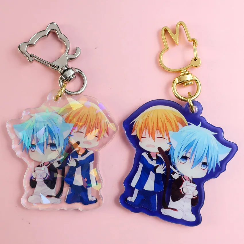 Wholesale cute kawaii anime double sided acrylic transparent keychain charm custom acrylic key rings