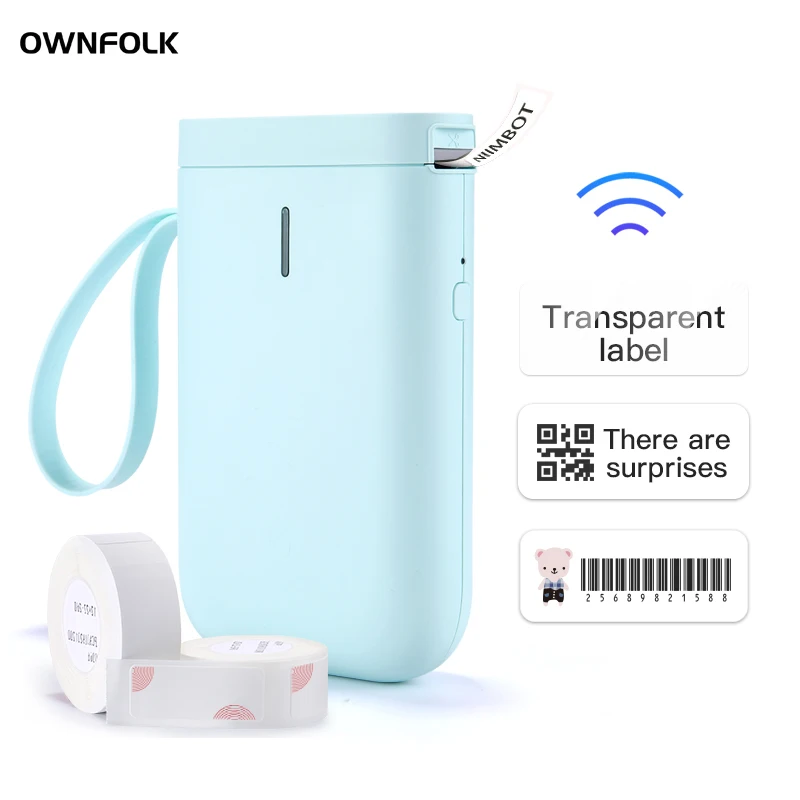 OWNFOLK Wireless Portable Pocket Label Maker Price Tag Sticker Label Printer Home Office Supplies mini print Label Printer
