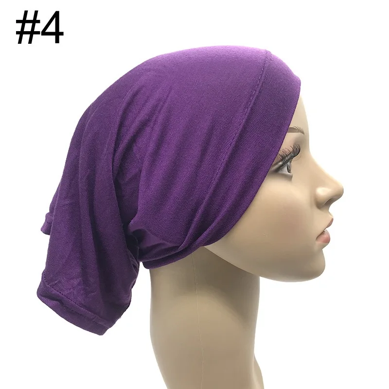 Modal base cap Tube cap bib Arabic headscarf elastic cover solid color cotton hat for women hijab Muslim head wrap