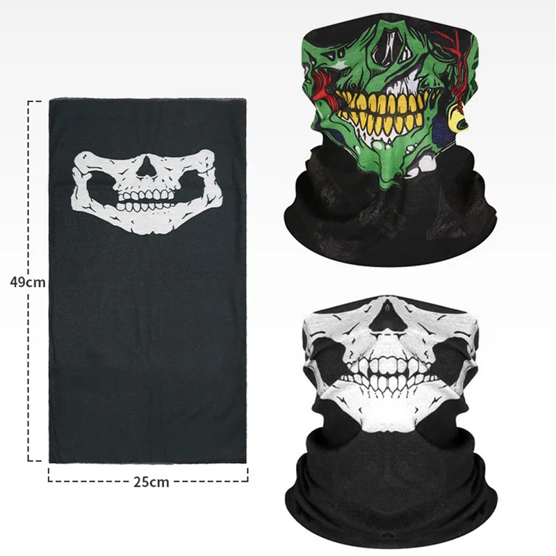 High Quality Outdoor Sport Seamless Skull Face Head Neck Custom Tube Bandana Custom Neck Gaiter