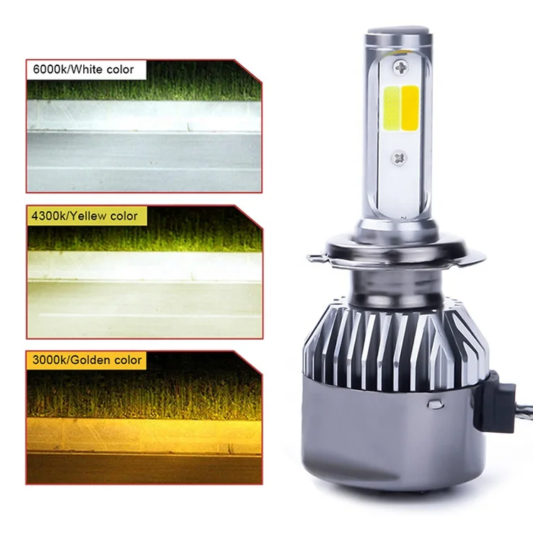 Gpne 3 colors led headlight for H1 H3 H4 H7 H11 880 9005 9006 9012 led canbus