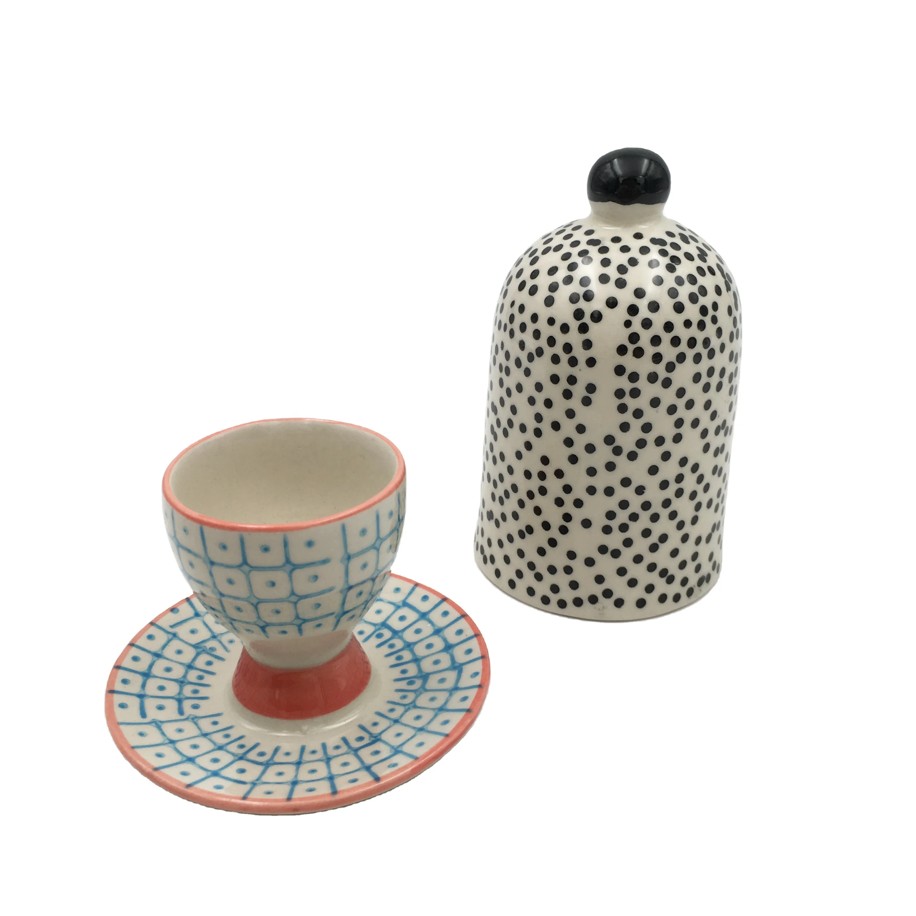 Multi Color Ceramic Egg Holder White Ceramic Hen Egg Holder with Lid for Hard Boiled Eggs Dishwasher Safe