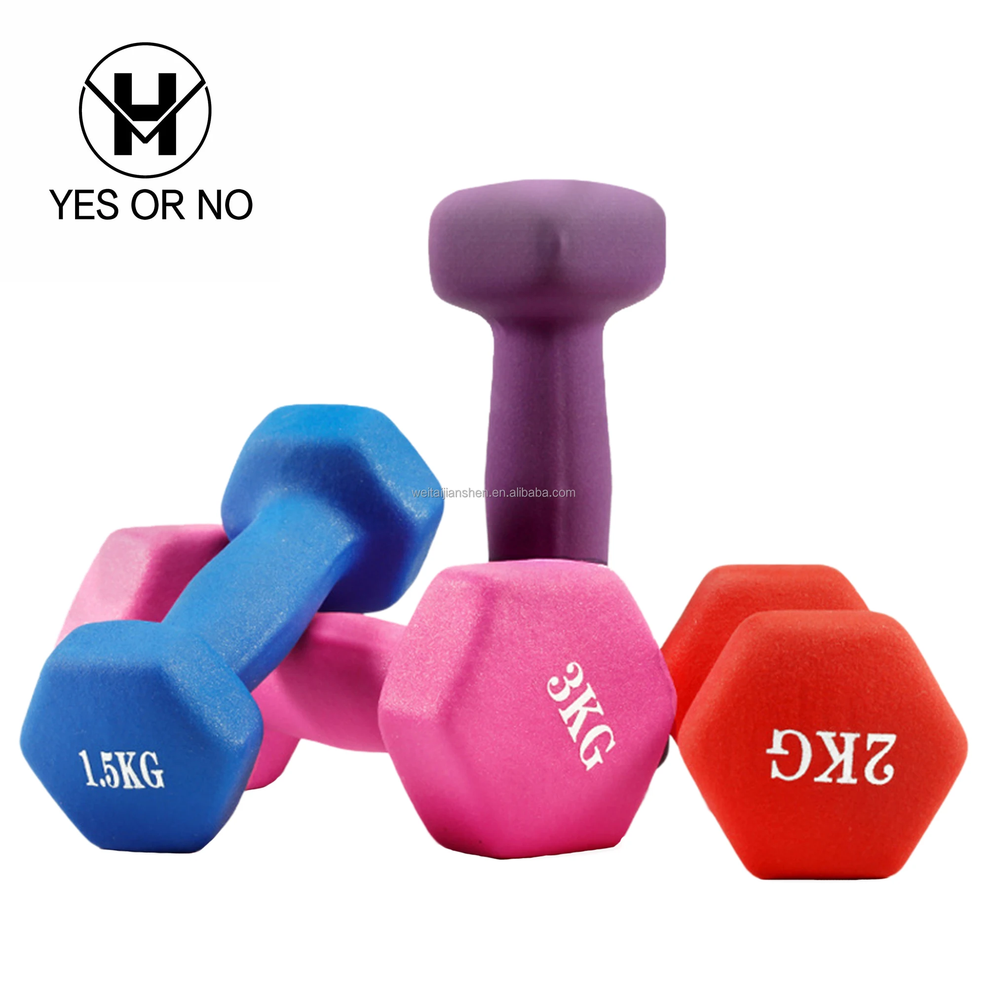 Wholesale Gym Workout Colorful Neoprene Dumbbell 10 Pounds Classical Head Vinyl Dumbbell Set