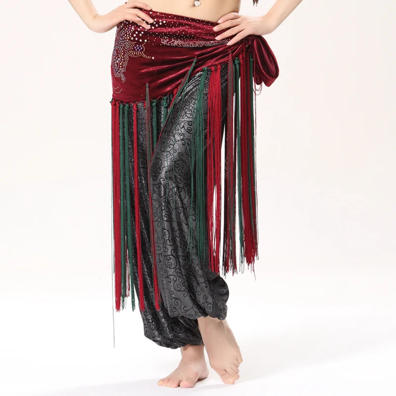 Женский ремень для выступлений, длинный шарф с золотыми монетами и кисточками