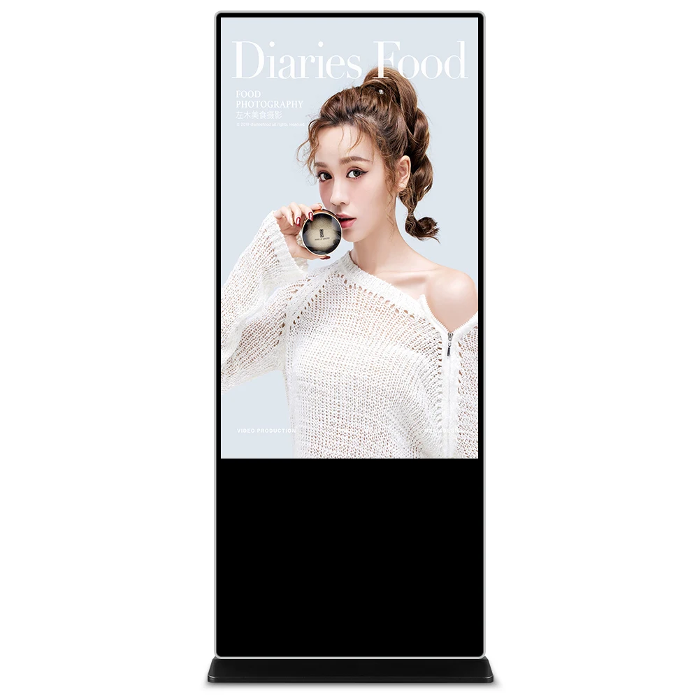 New Elegant 55 Inch Indoor Floor Standing Digital Signage and Display Wifi Lcd Screen Totem Kiosks Advertising Playing Equipment