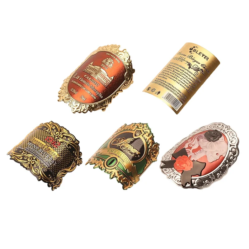 Custom Metallic Nickel Decal Labels 3D Transfer Sticker Embossed Metal Logo Stickers Gold Perfume Bottle Label Stickers