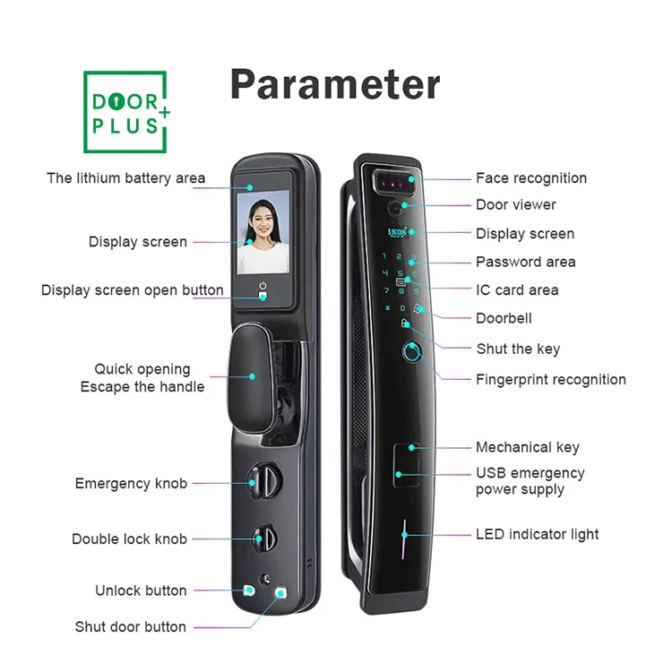 Doorplus Smart Fingerprint Door Lock Bluetooth Smart Lock With Camera Home Security Digital Electronic Smart Lock