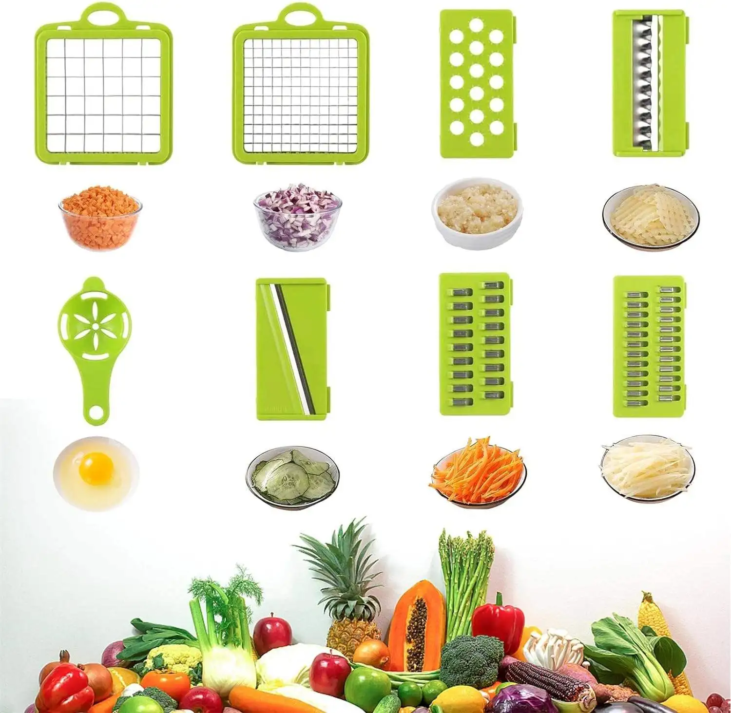 16-in-1 Metal Vegetable Cutter Stainless Steel Mandoline Slicer Manual Onion Potato Fruit Slicer Chopper Kitchen Gardget